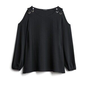 Papermoon~Ima Cold Shoulder Grommet Detail Blouse~Small